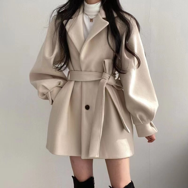 Hepburn-Style Wool Coat for Women