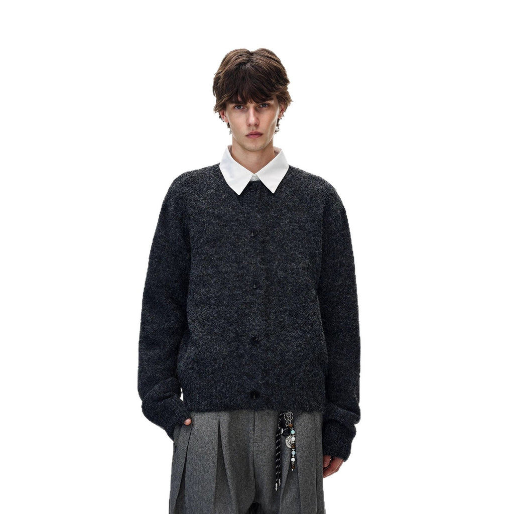 American-Style V-Neck Cardigan Sweater for Men