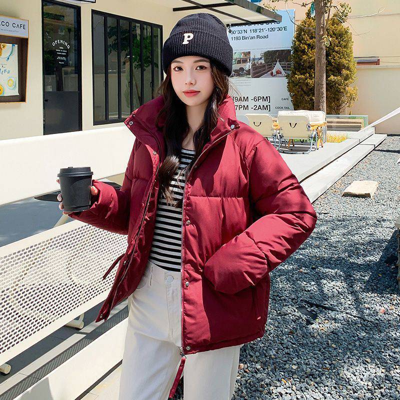 Stand-Collar Short Padded Coat for Women
