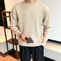 Thick Ribbed Round-Neck Sweater for Men