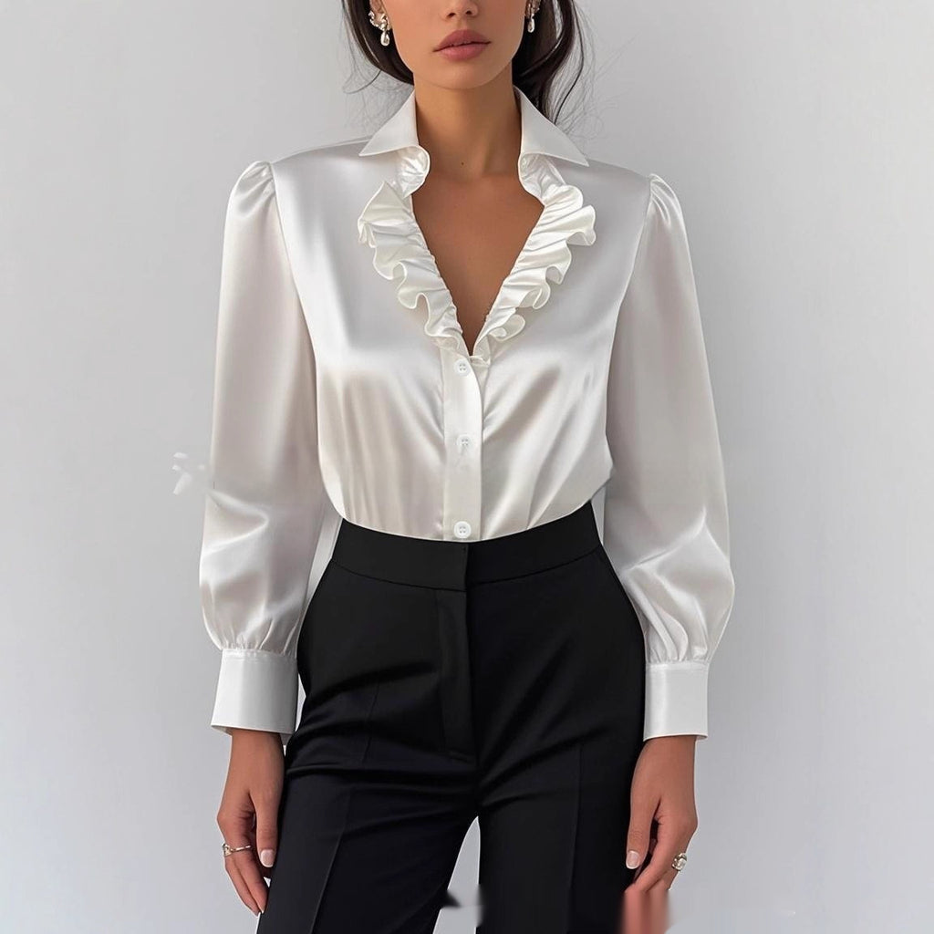 Minimalist French-Inspired White Lace Blouse