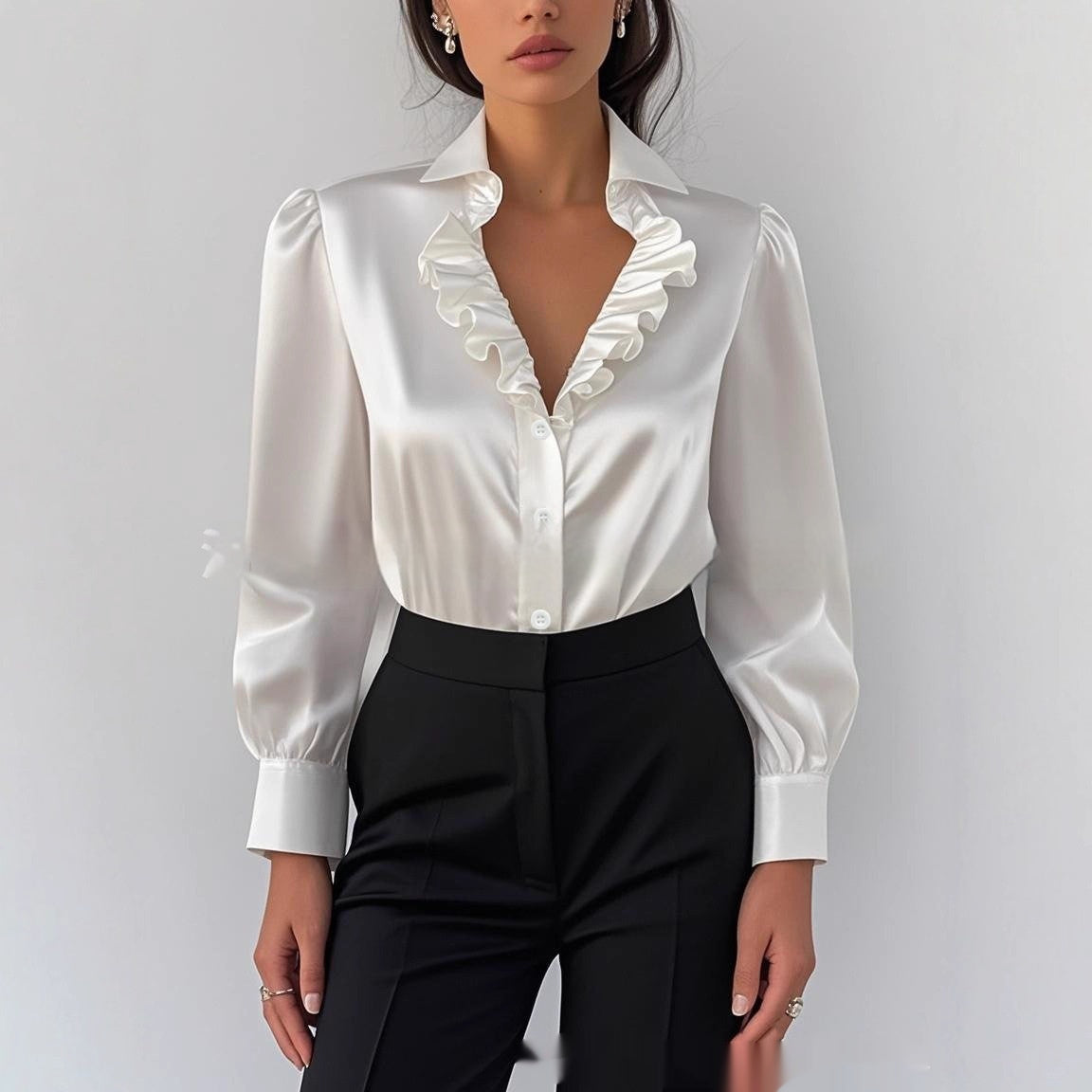 Minimalist French-Inspired White Lace Blouse