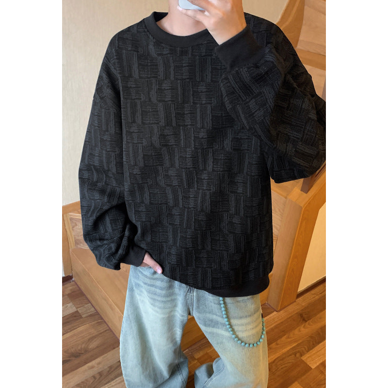 Mens Loose-fitting Crew-neck Hoodie