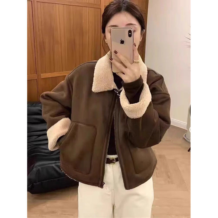 American Retro Short-Lapel Motorcycle Jacket