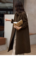 Elegant Small-Lapel Double-Faced Wool Mid-Length Coat