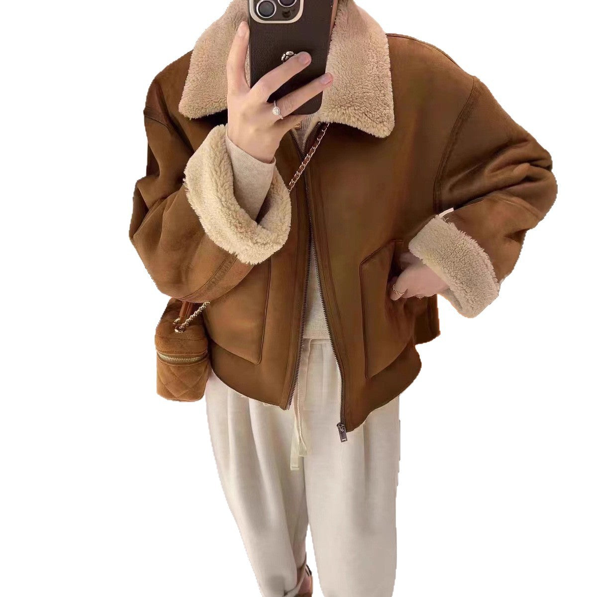 American Retro Short-Lapel Motorcycle Jacket