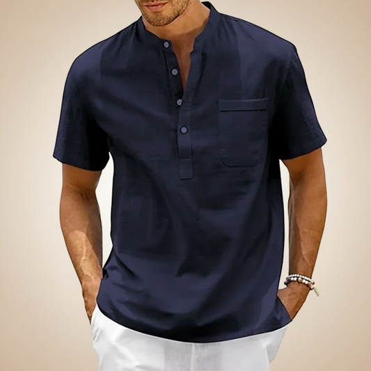 Men’s Cotton-Linen Henley Shirt