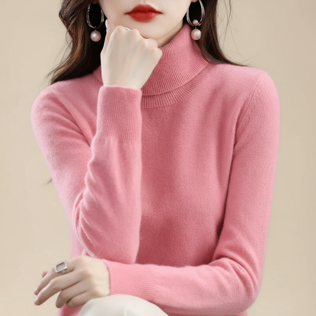 Merino Wool Cashmere Turtleneck Sweater
