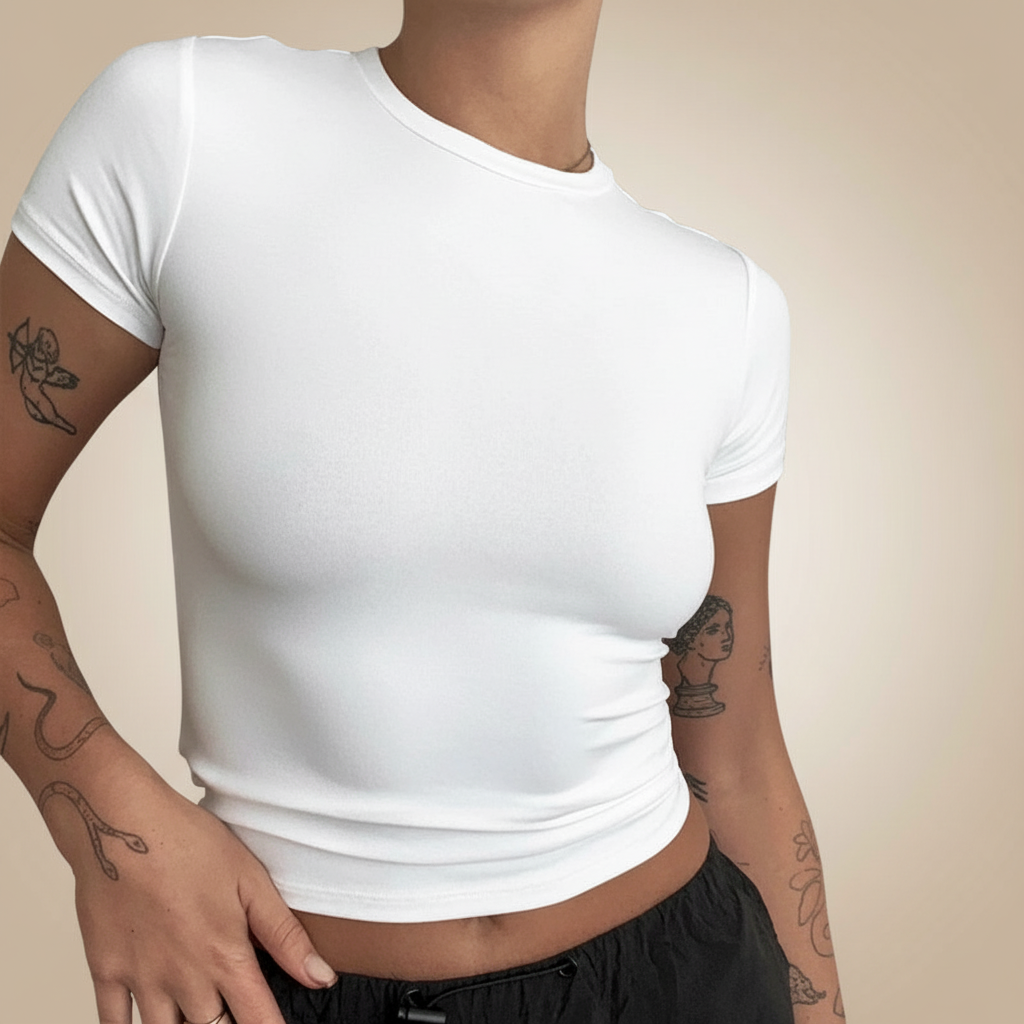 Women’s Slim Fit Knitted Short Sleeve T-Shirt