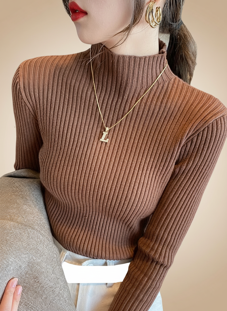 Elegant Solid Basic Knitted Turtleneck Sweater for Women